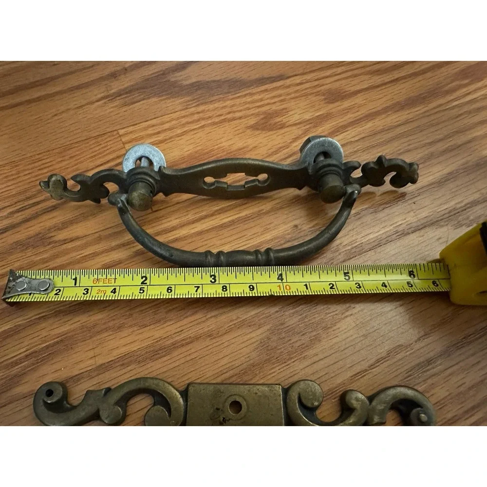 Single Vintage Brass Drawer Pull Cabinet Handle 6 Inch